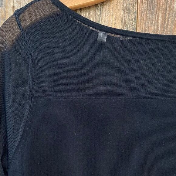 Max Studio Sz M NWT Black Sexy Silk Sheer Long Sleeves Elegant Date Night Top - Picture 8 of 8